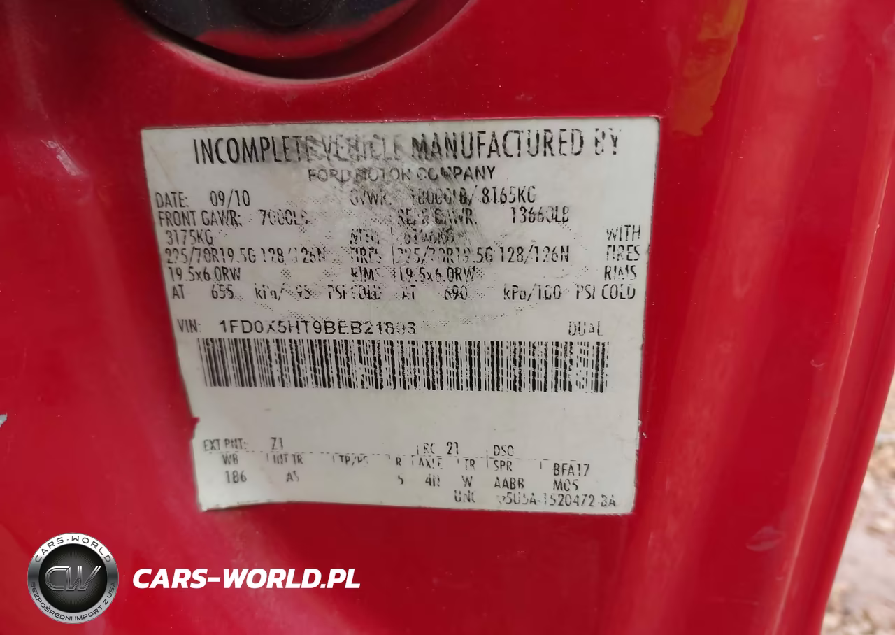 2011 Ford F-550 Chassis Xl VIN:1FD0X5HT9BEB21893 - 8