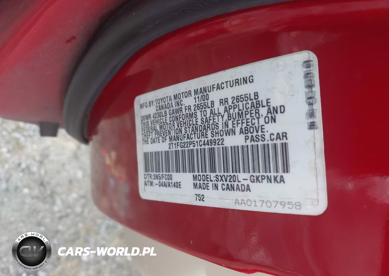 2001 Toyota Camry Solara Se VIN:2T1FG22P51C449922 - 9