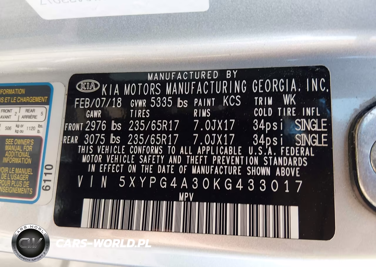 2019 Kia Sorento 2.4L Lx VIN:5XYPG4A30KG433017 - 9