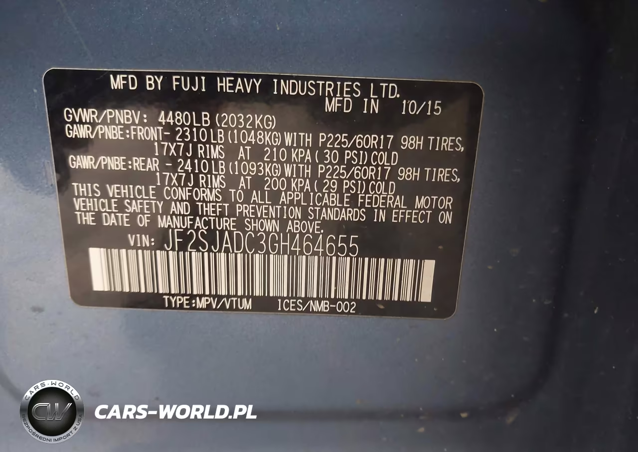 2016 Subaru Forester 2.5I Premium VIN:JF2SJADC3GH464655 - 9