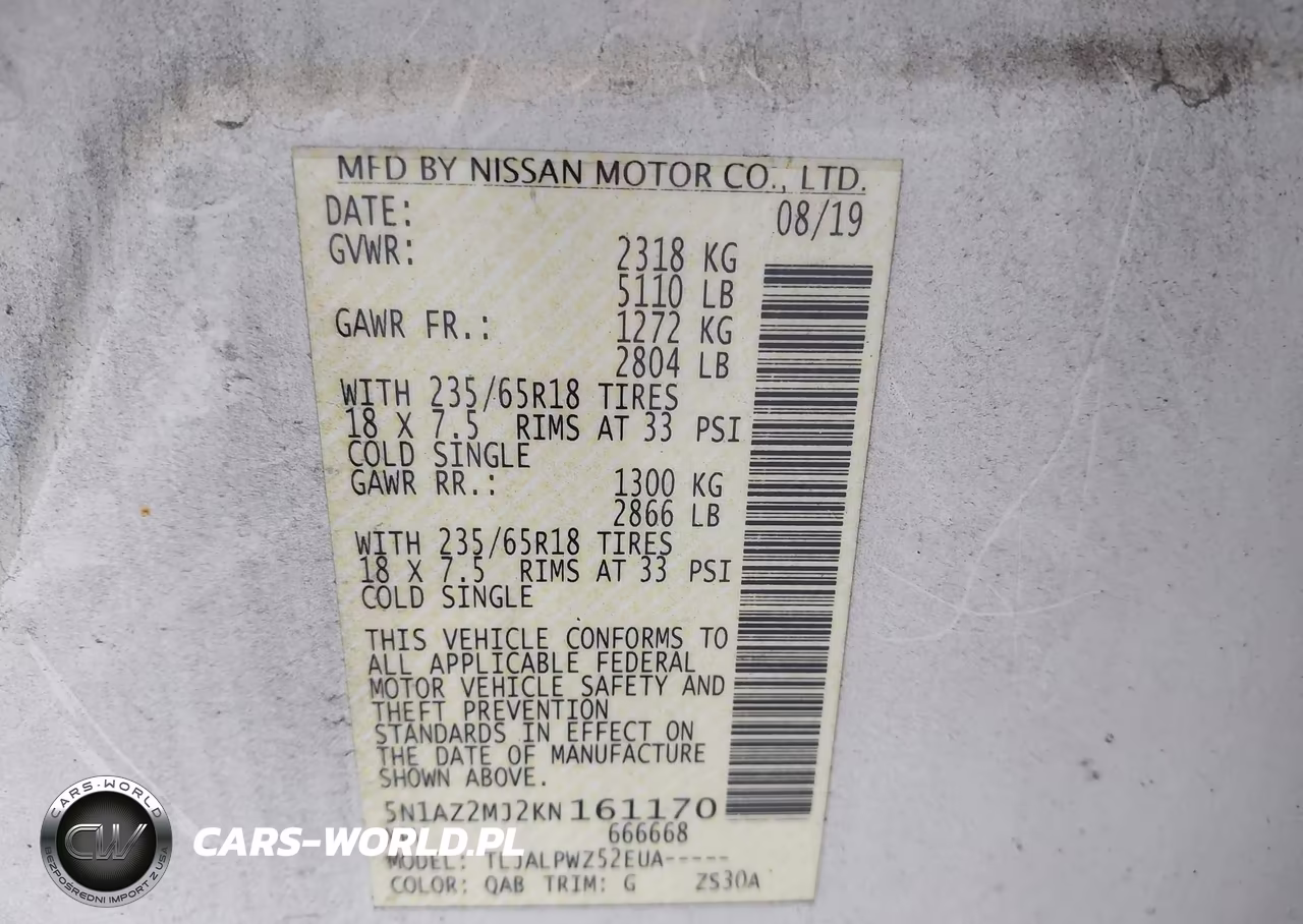 2019 Nissan Murano S VIN:5N1AZ2MJ2KN161170 - 9