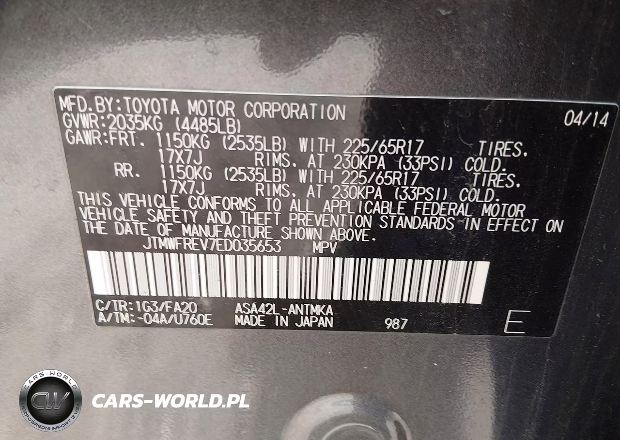 2014 Toyota Rav4 Xle VIN:JTMWFREV7ED035653 - 9