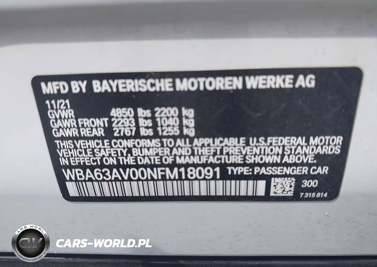 2022 BMW 430I Gran Coupe VIN:WBA63AV00NFM18091 - 9