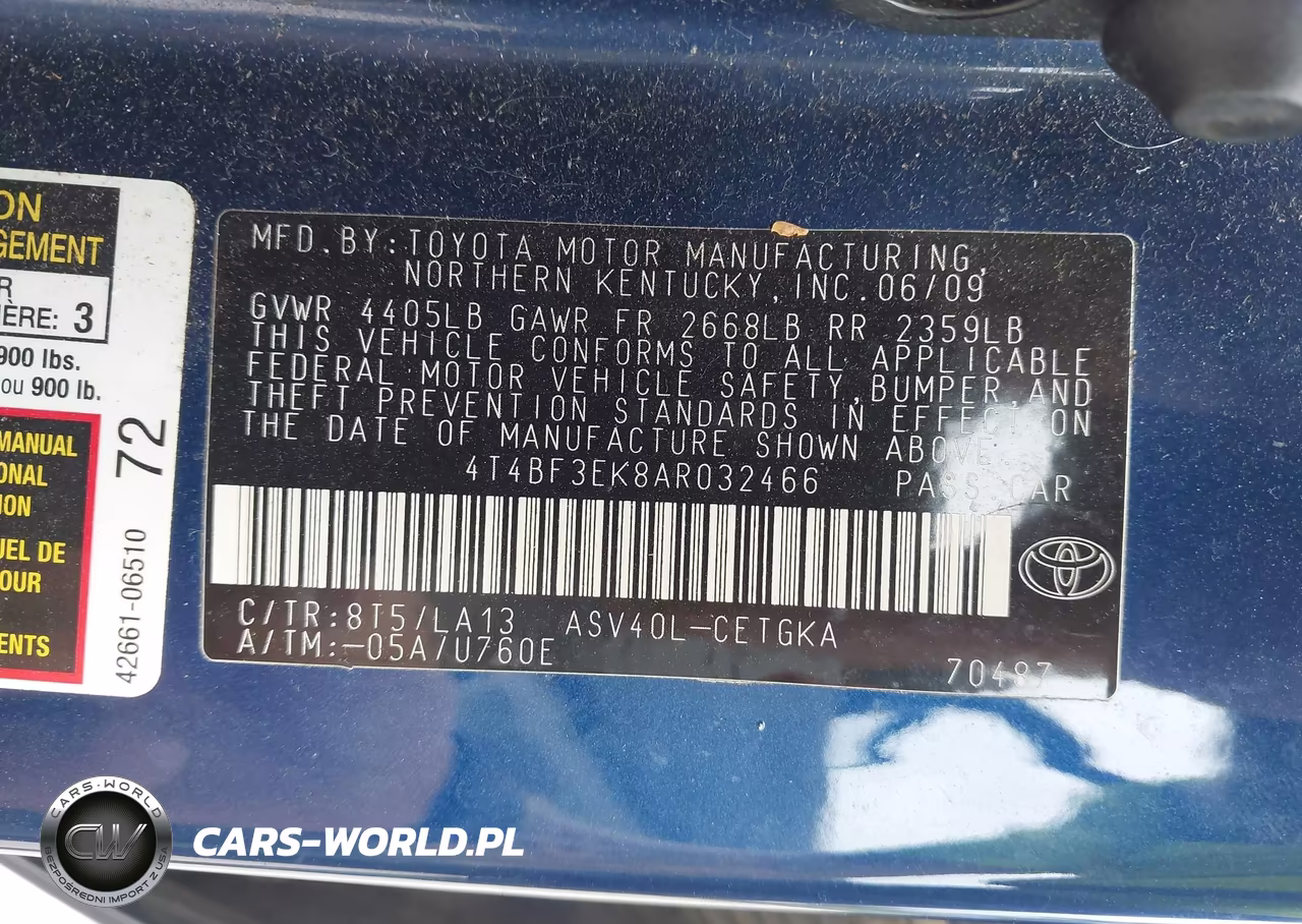 2010 Toyota Camry Xle VIN:4T4BF3EK8AR032466 - 9