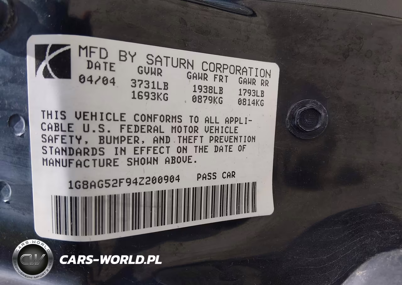 2004 Saturn Ion Ion 1 VIN:1G8AG52F94Z200904 - 9