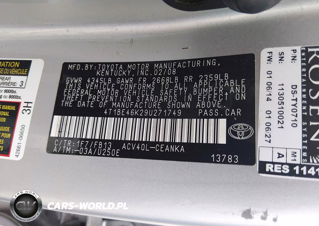 2009 Toyota Camry Le VIN:4T1BE46K29U271749 - 9