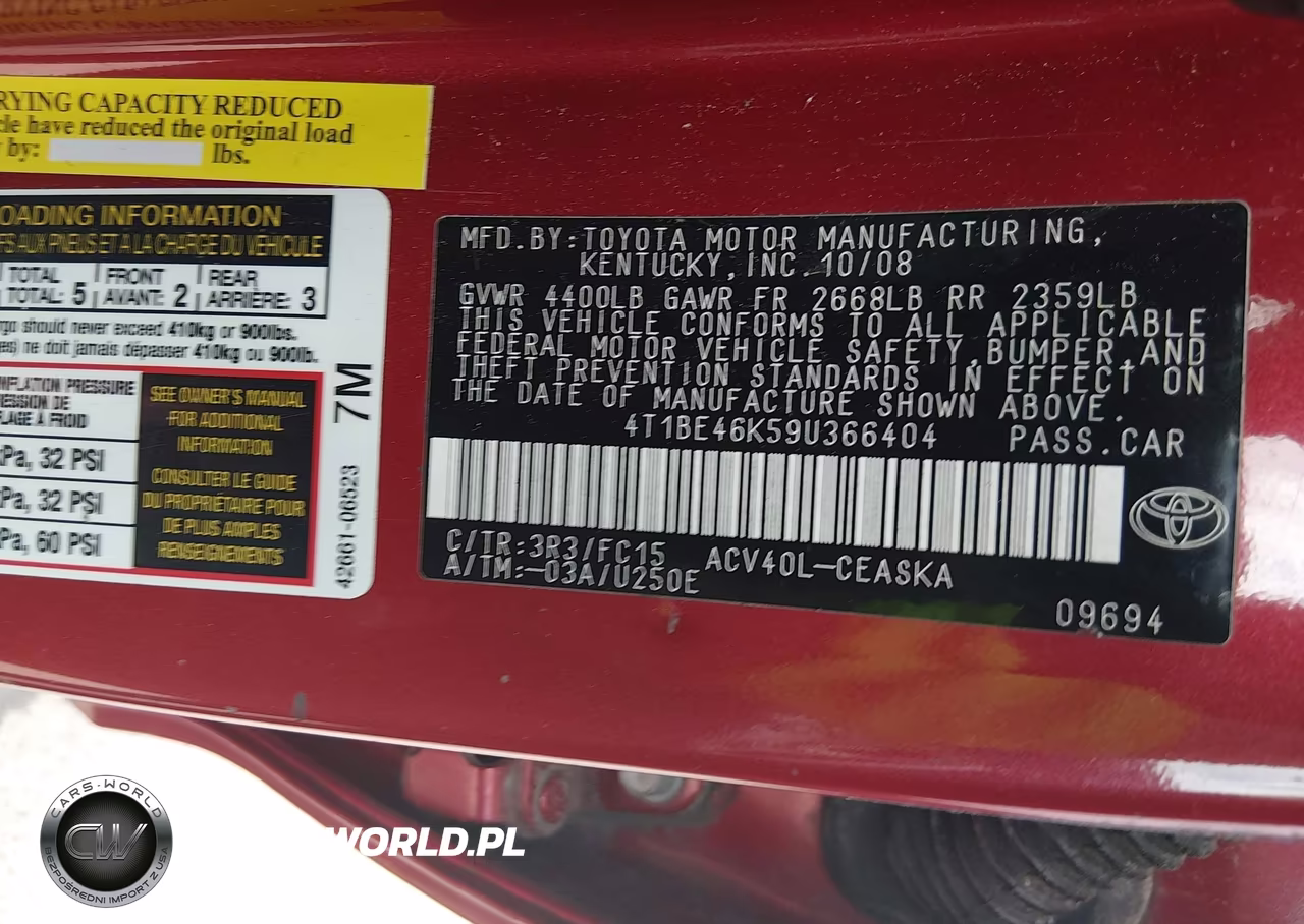 2009 Toyota Camry Se VIN:4T1BE46K59U366404 - 9