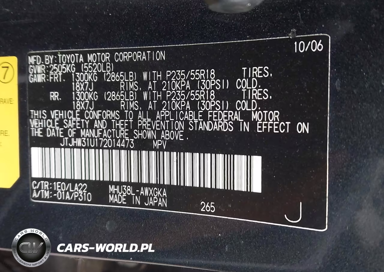 2007 Lexus Rx 400H VIN:JTJHW31U172014473 - 9