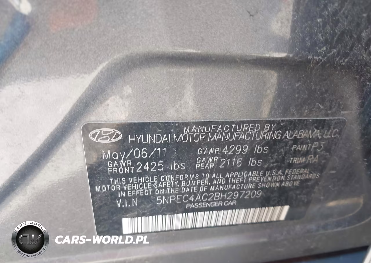 2011 Hyundai Sonata Limited VIN:5NPEC4AC2BH297209 - 9