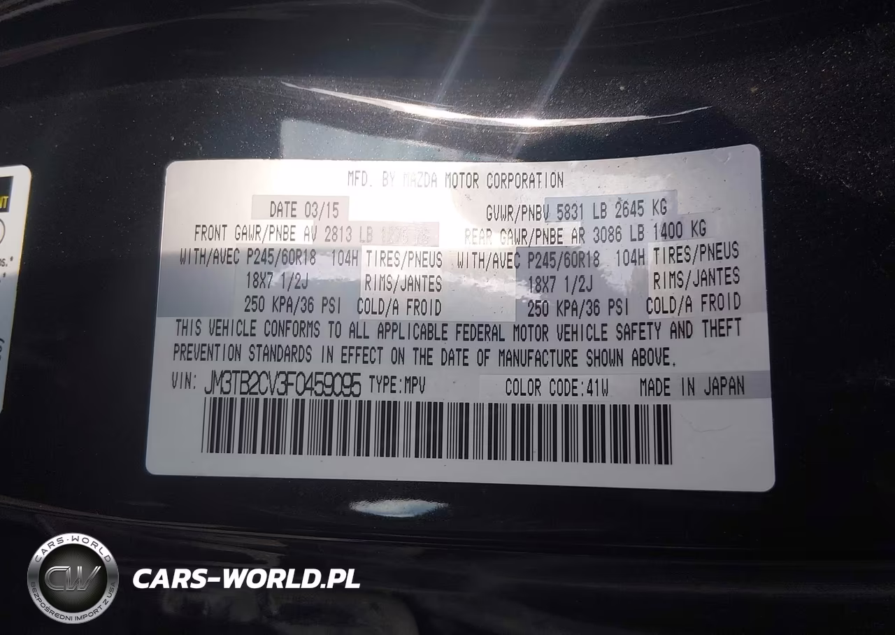 2015 Mazda Cx-9 Touring VIN:JM3TB2CV3F0459095 - 9