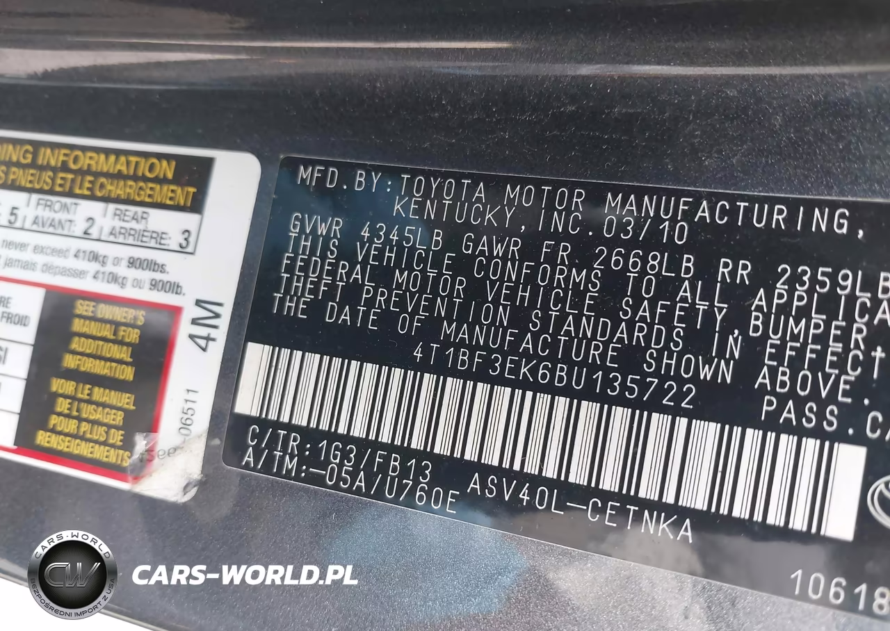2011 Toyota Camry Le VIN:4T1BF3EK6BU135722 - 9