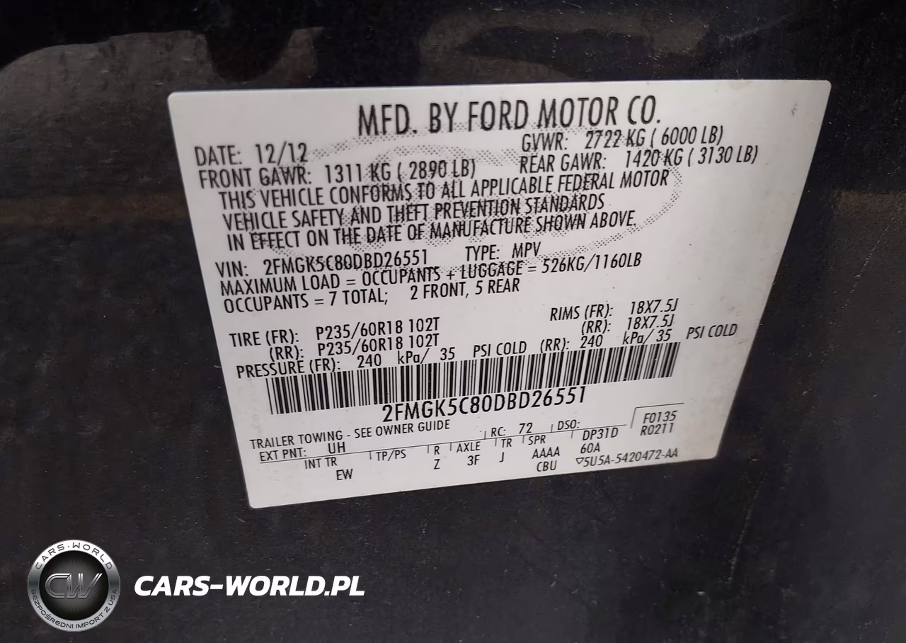 2013 Ford Flex Sel VIN:2FMGK5C80DBD26551 - 9
