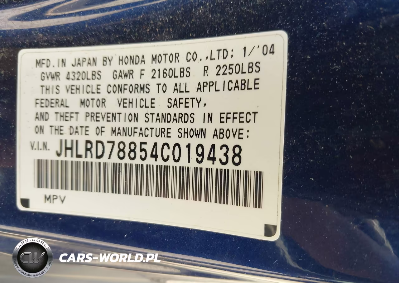 2004 Honda Cr-V Ex VIN:JHLRD78854C019438 - 9