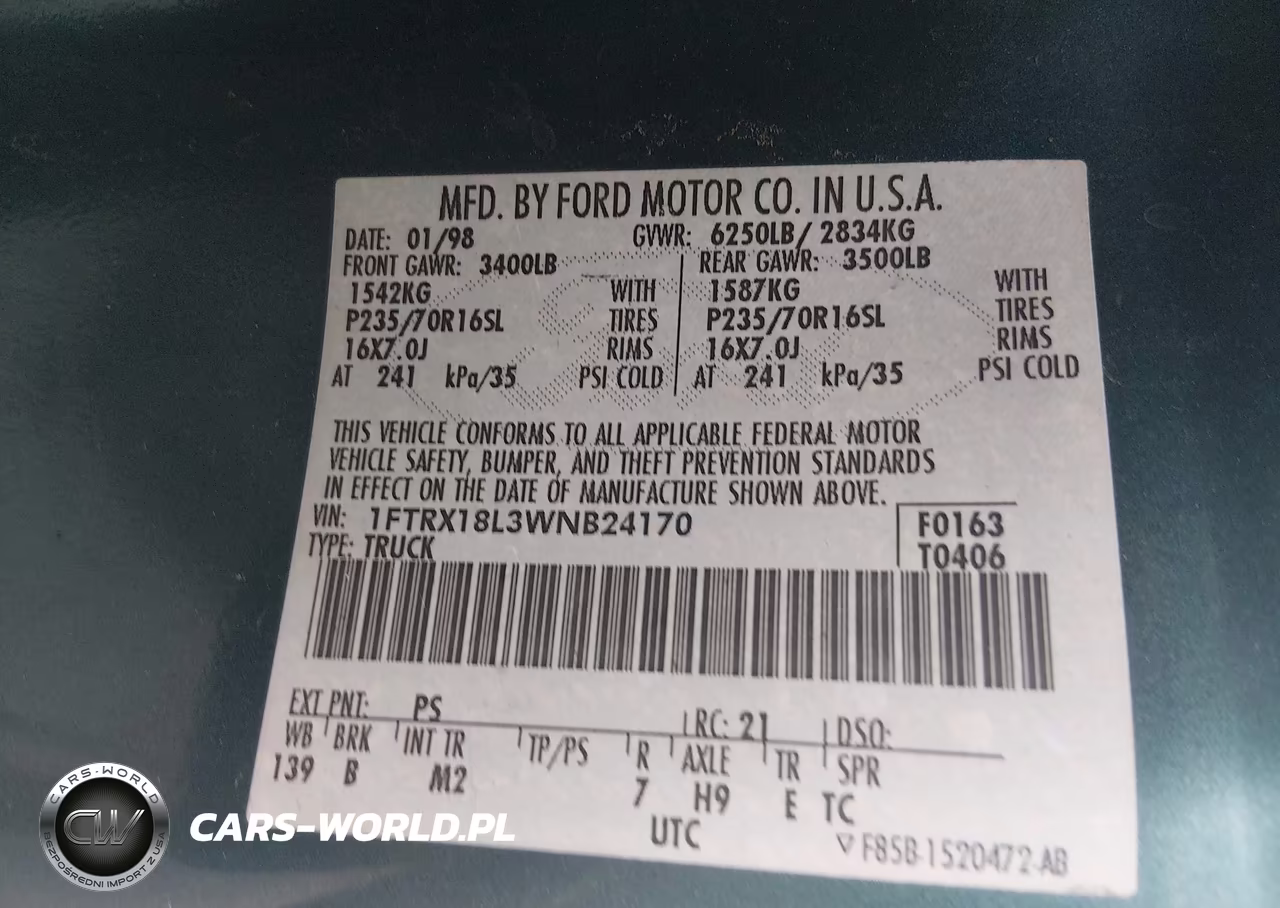 1998 Ford F-150 Lariat-Standard-Xl-Xlt VIN:1FTRX18L3WNB24170 - 9