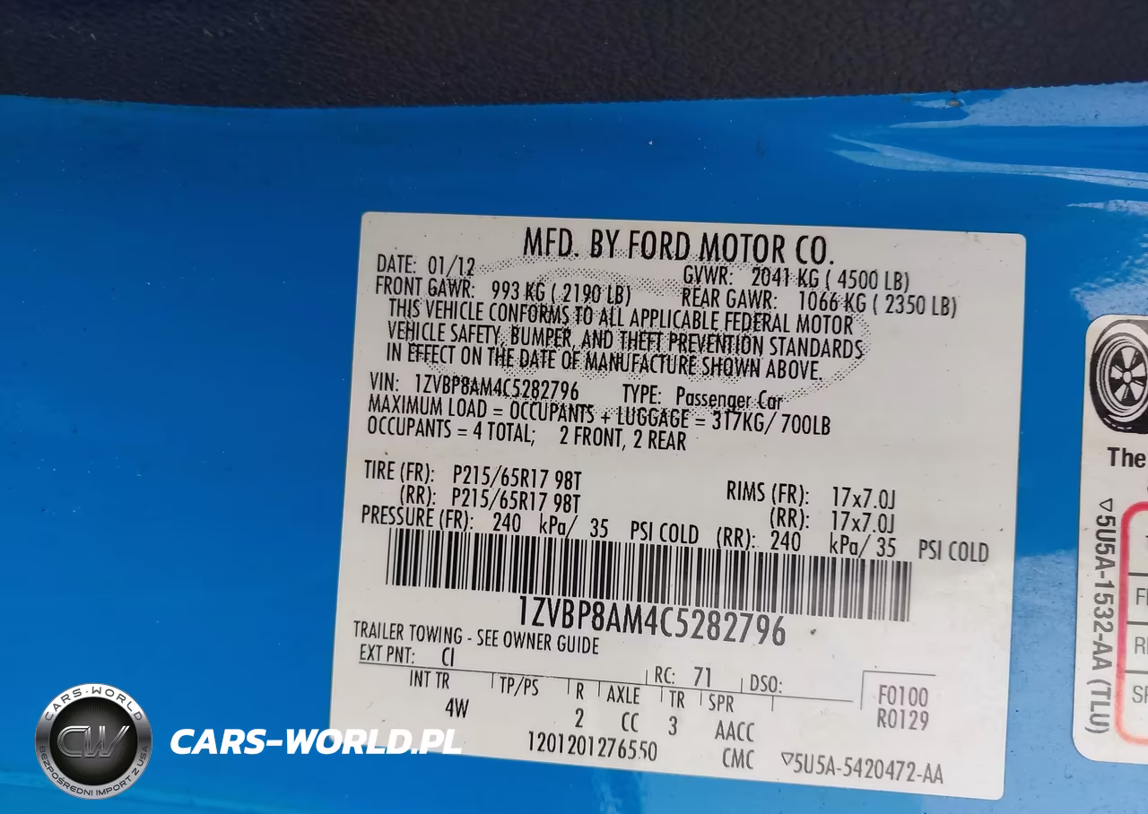 2012 Ford Mustang V6 Premium VIN:1ZVBP8AM4C5282796 - 9