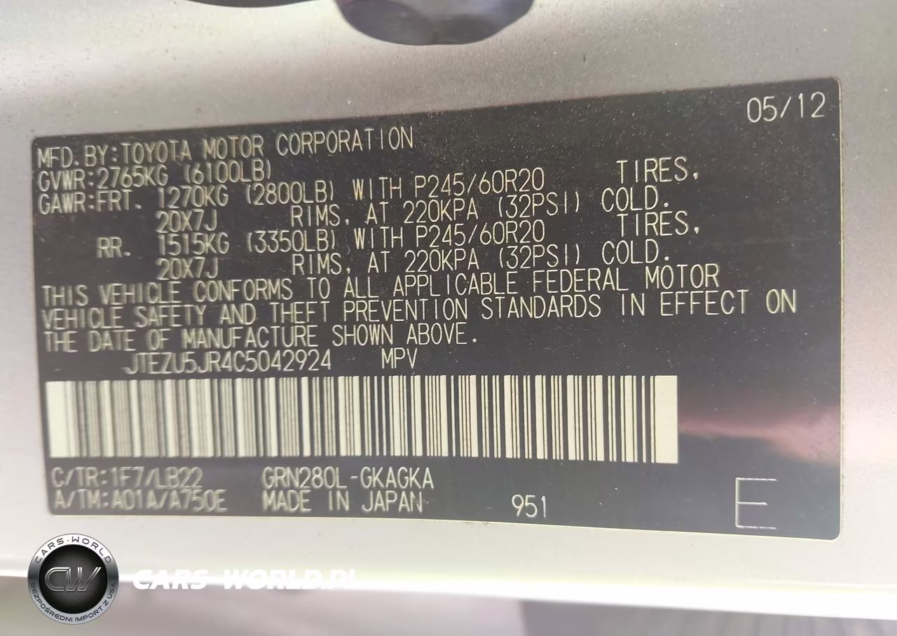 2012 Toyota 4Runner Limited VIN:JTEZU5JR4C5042924 - 9