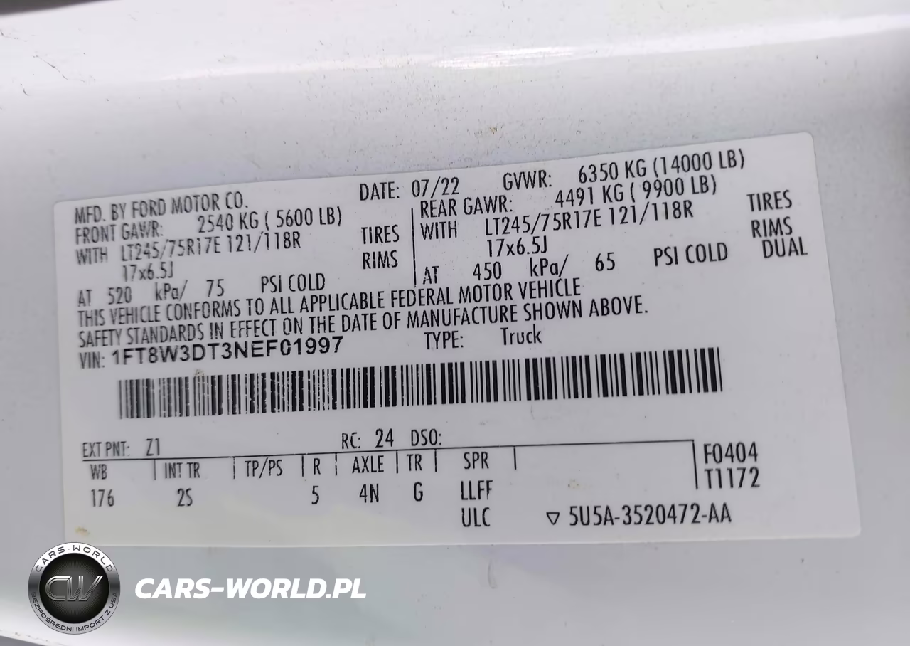 2022 Ford F-350 Xlt VIN:1FT8W3DT3NEF01997 - 9