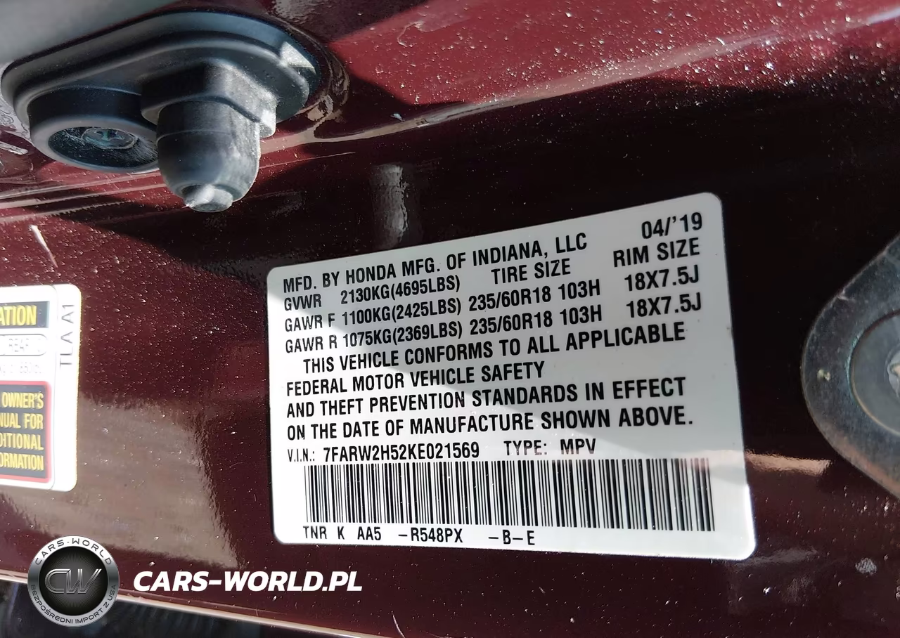 2019 Honda Cr-V Ex VIN:7FARW2H52KE021569 - 9