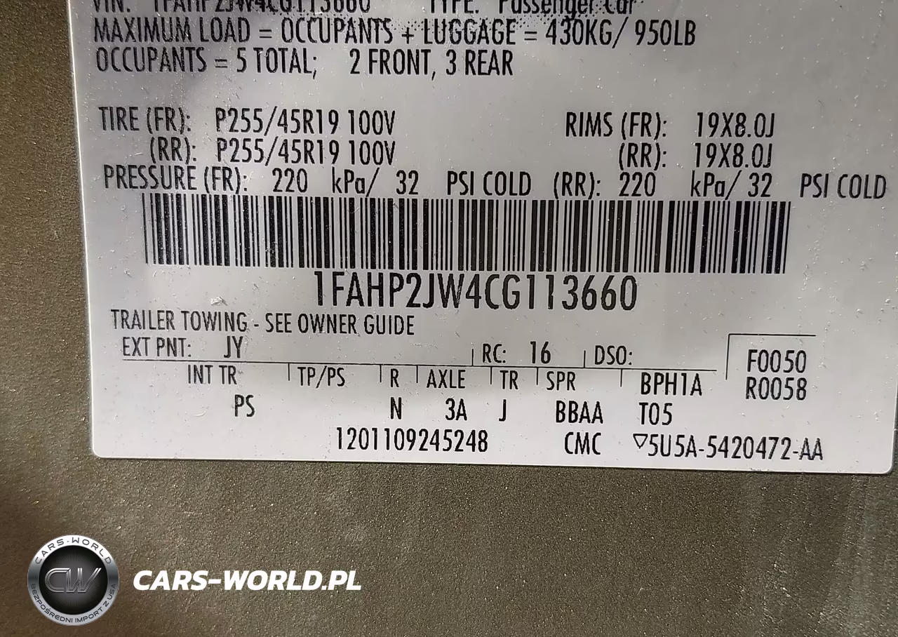 2012 Ford Taurus Limited VIN:1FAHP2JW4CG113660 - 9