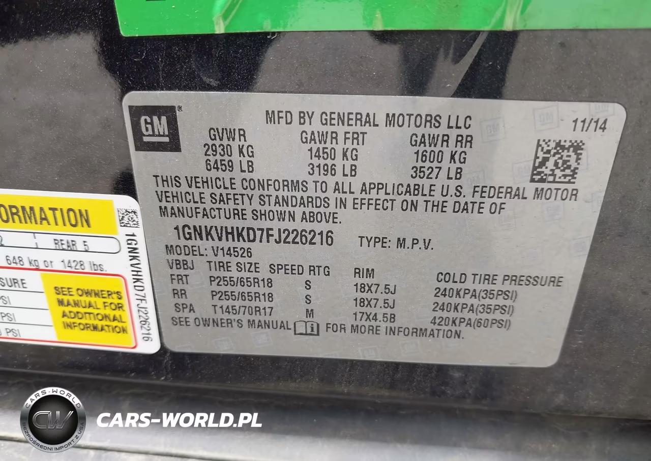 2015 Chevrolet Traverse Lt VIN:1GNKVHKD7FJ226216 - 9