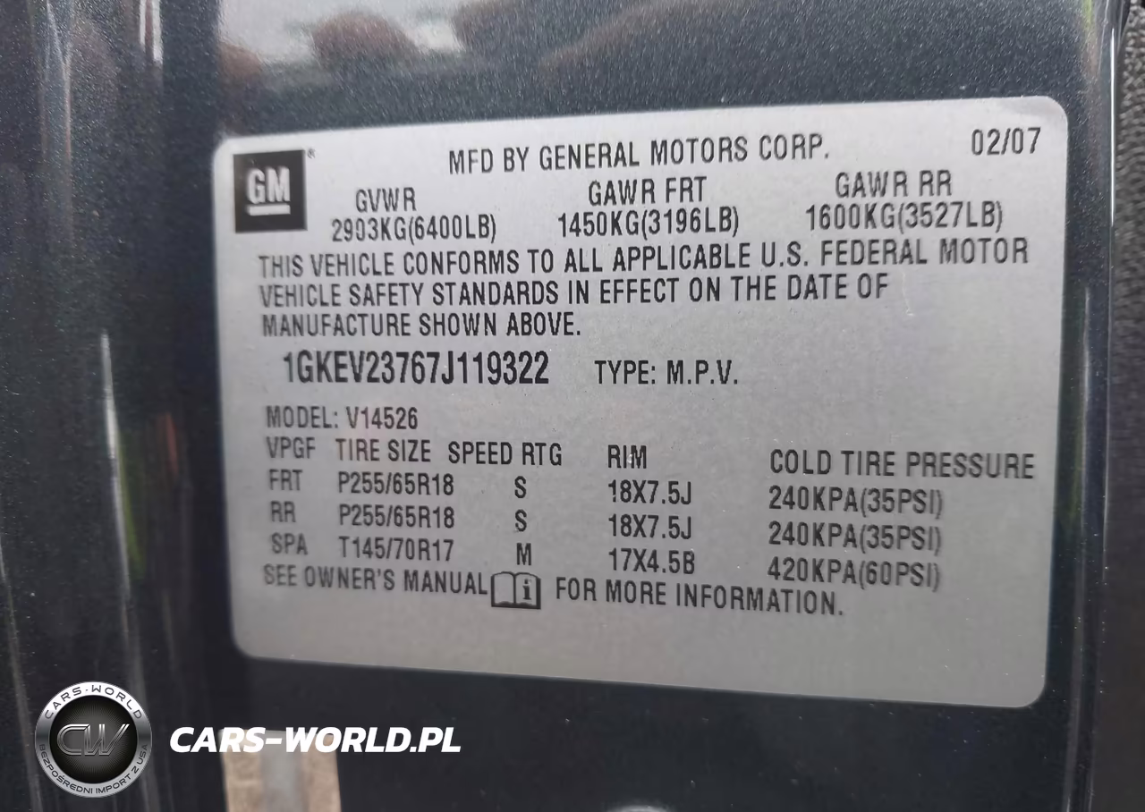 2007 GMC Acadia Slt-1 VIN:1GKEV23767J119322 - 9