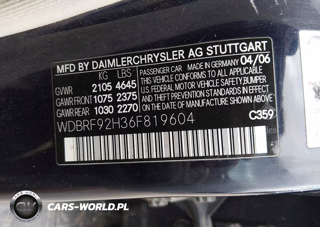 2006 Mercedes-Benz C 280 Luxury 4Matic VIN:WDBRF92H36F819604 - 9