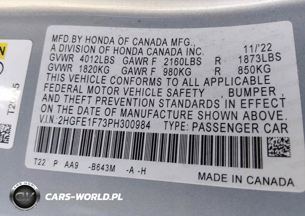 2023 Honda Civic Ex-Ex W-O Bsi VIN:2HGFE1F73PH300984 - 9