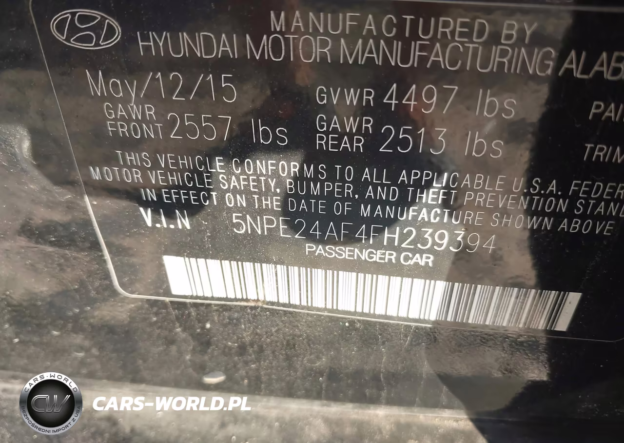2015 Hyundai Sonata Se VIN:5NPE24AF4FH239394 - 9
