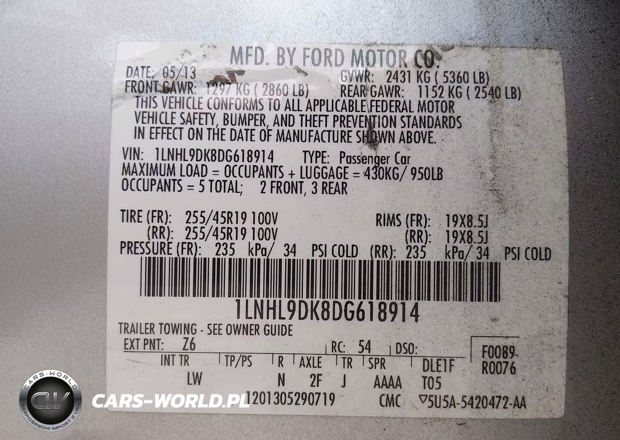 2013 Lincoln Mks VIN:1LNHL9DK8DG618914 - 9