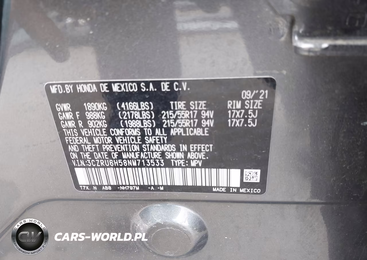 2022 Honda Hr-V Awd Ex VIN:3CZRU6H58NM713533 - 9