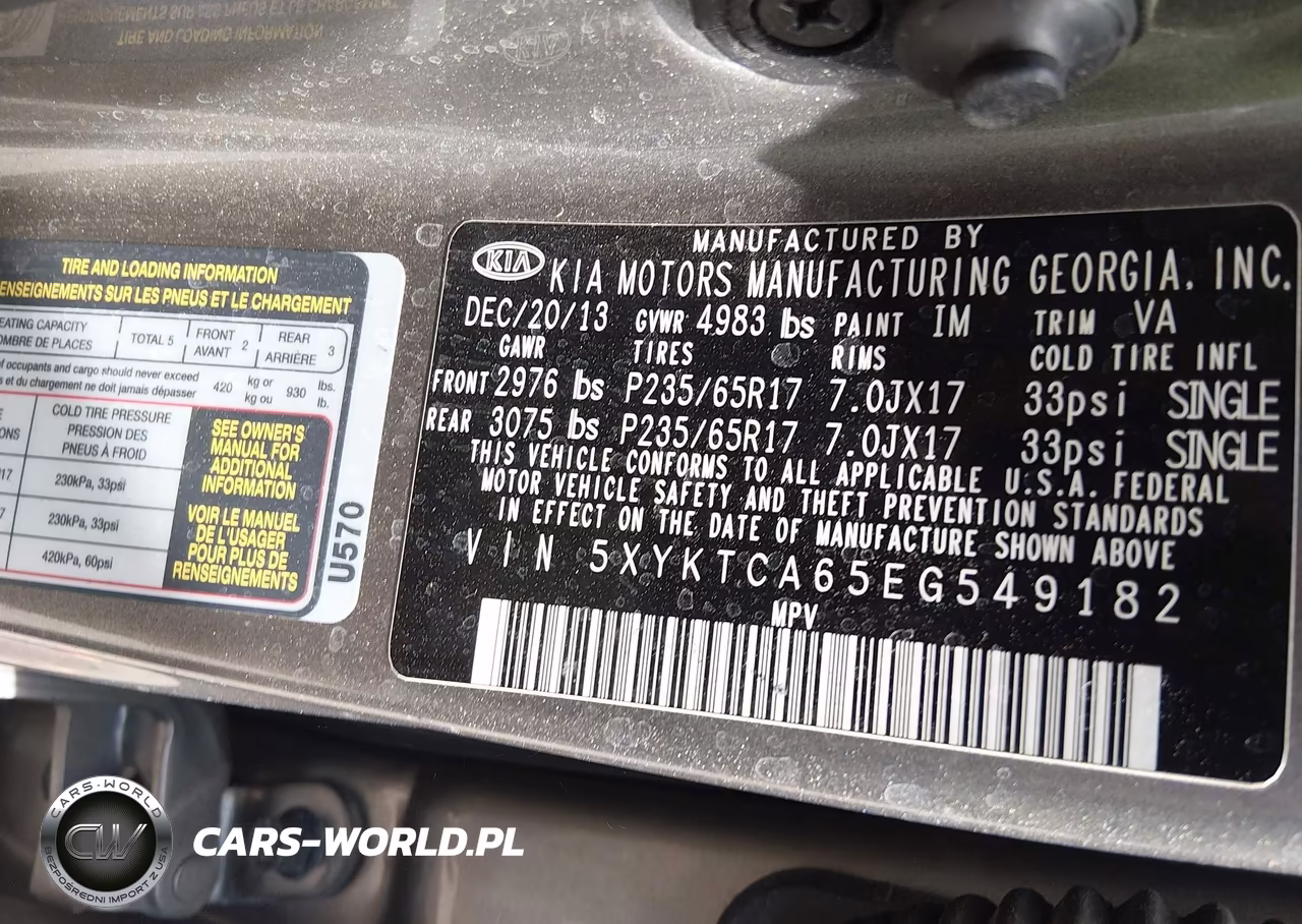 2014 Kia Sorento Lx VIN:5XYKTCA65EG549182 - 9