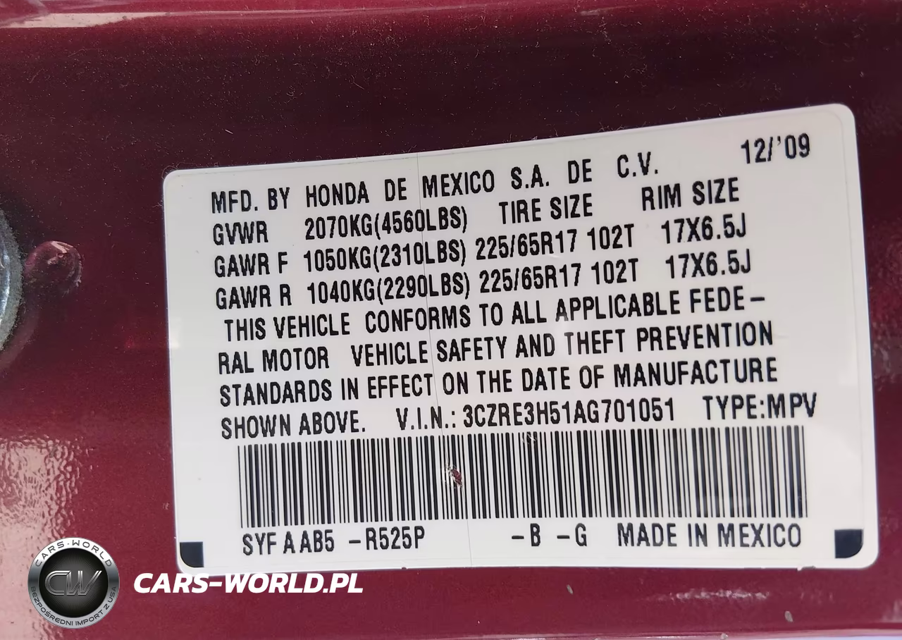 2010 Honda Cr-V Ex VIN:3CZRE3H51AG701051 - 9