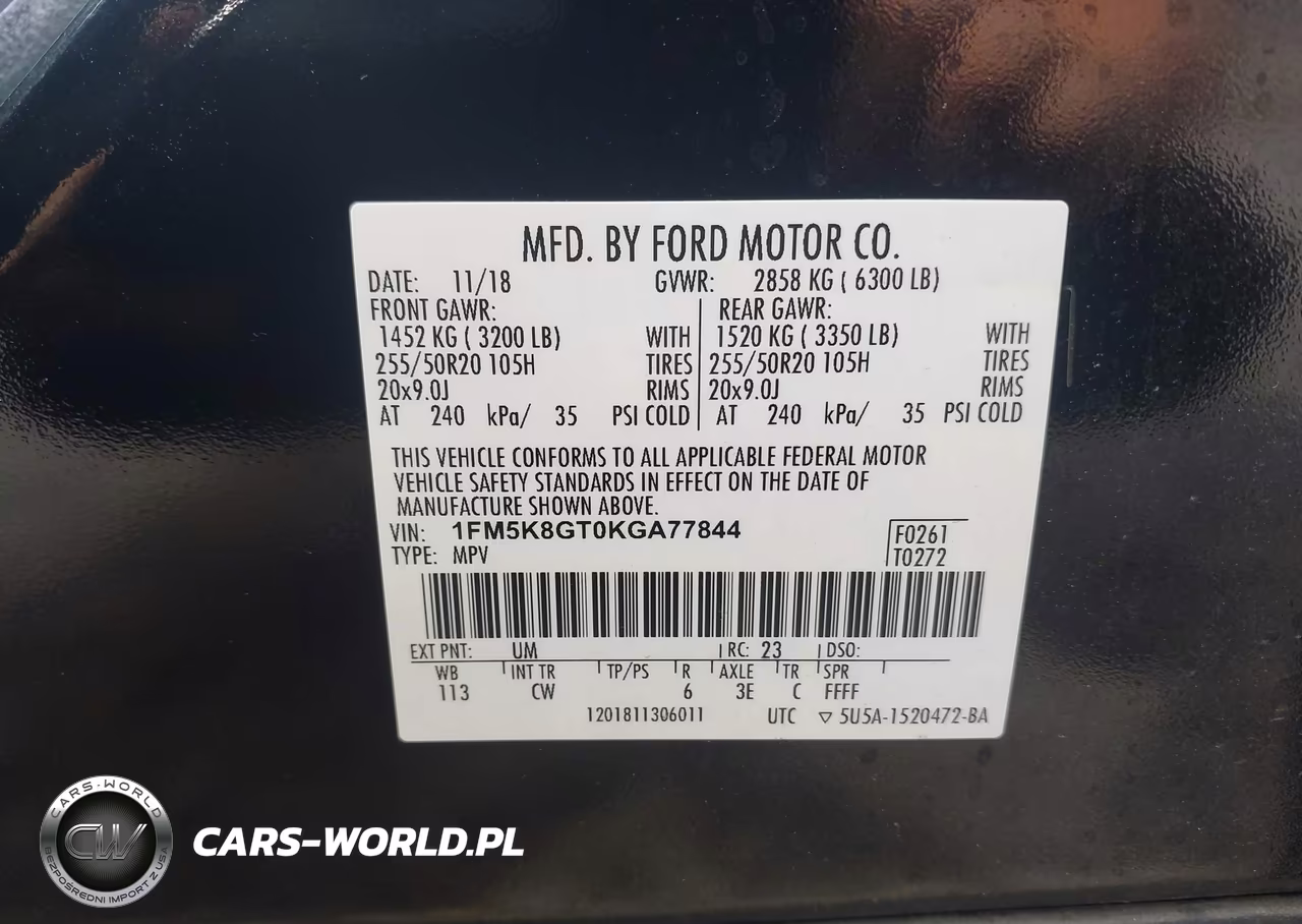 2019 Ford Explorer Sport VIN:1FM5K8GT0KGA77844 - 9