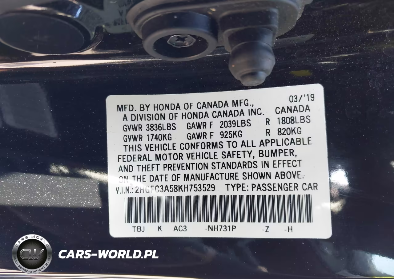2019 Honda Civic Si VIN:2HGFC3A58KH753529 - 9