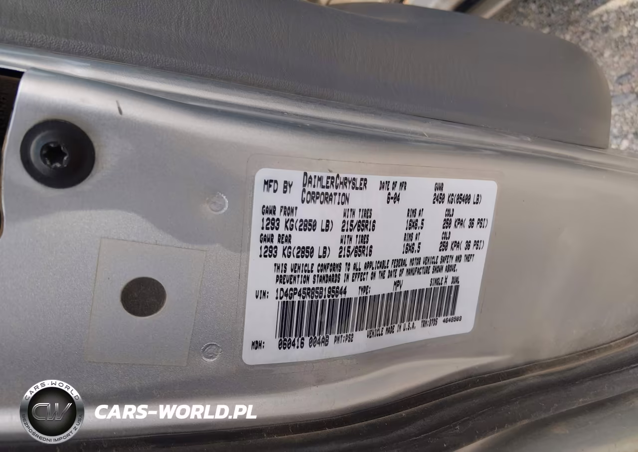 2005 Dodge Caravan Sxt VIN:1D4GP45R85B195644 - 9