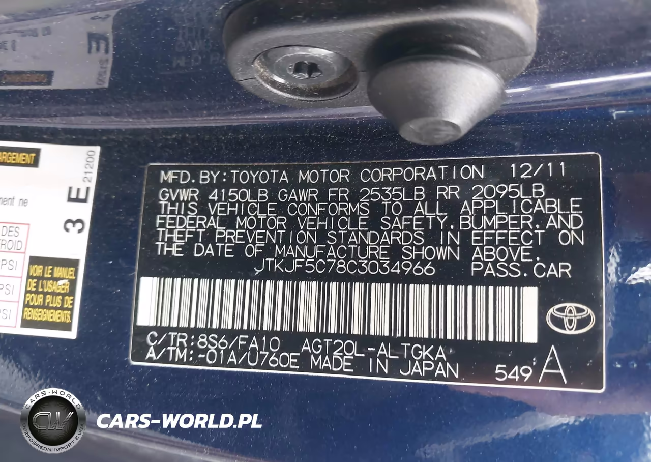 2012 Scion Tc VIN:JTKJF5C78C3034966 - 9
