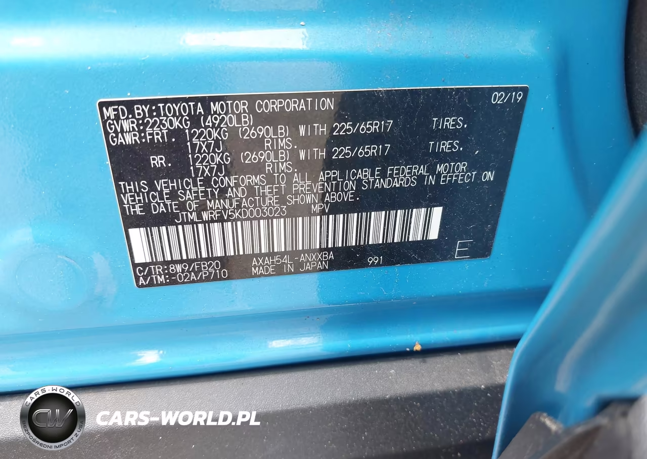 2019 Toyota Rav4 Hybrid Le VIN:JTMLWRFV5KD003023 - 9