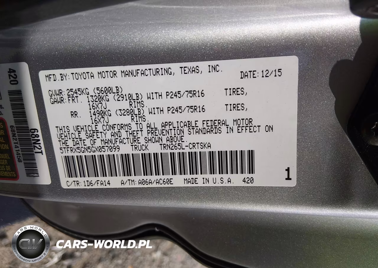 2016 Toyota Tacoma Sr VIN:5TFRX5GN5GX057099 - 9