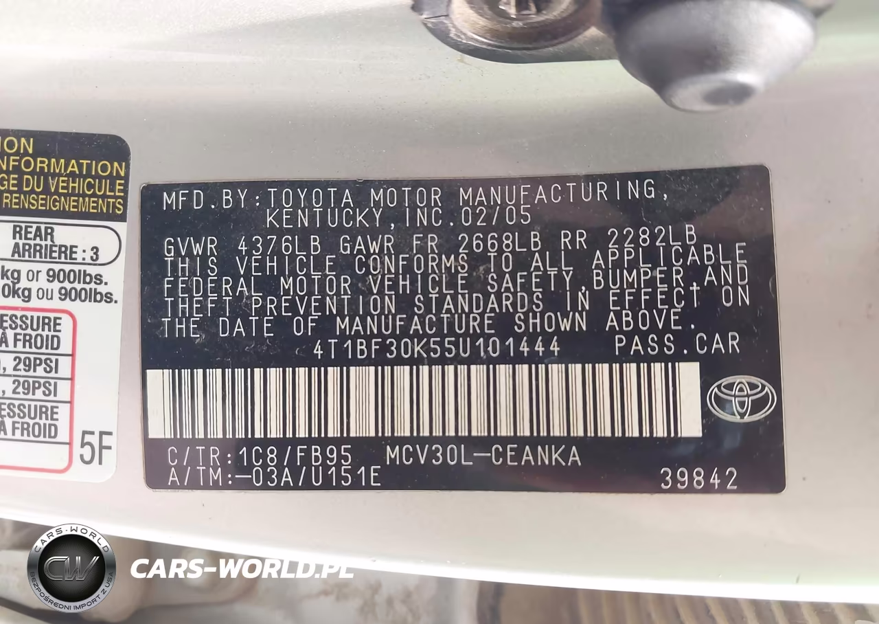 2005 Toyota Camry Le V6 VIN:4T1BF30K55U101444 - 9