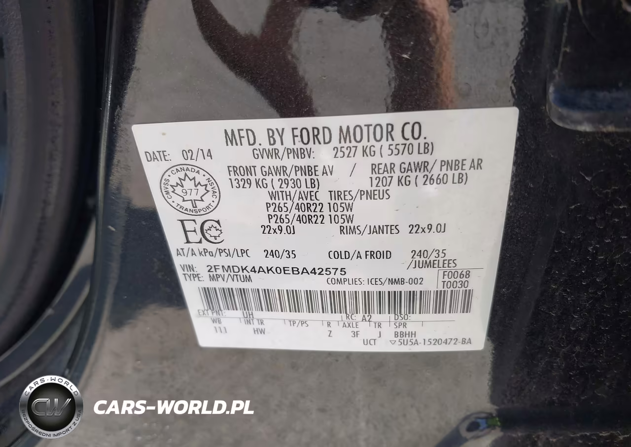 2014 Ford Edge Sport VIN:2FMDK4AK0EBA42575 - 9