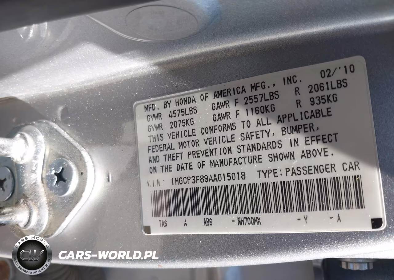 2010 Honda Accord 3.5 Ex-L VIN:1HGCP3F89AA015018 - 9