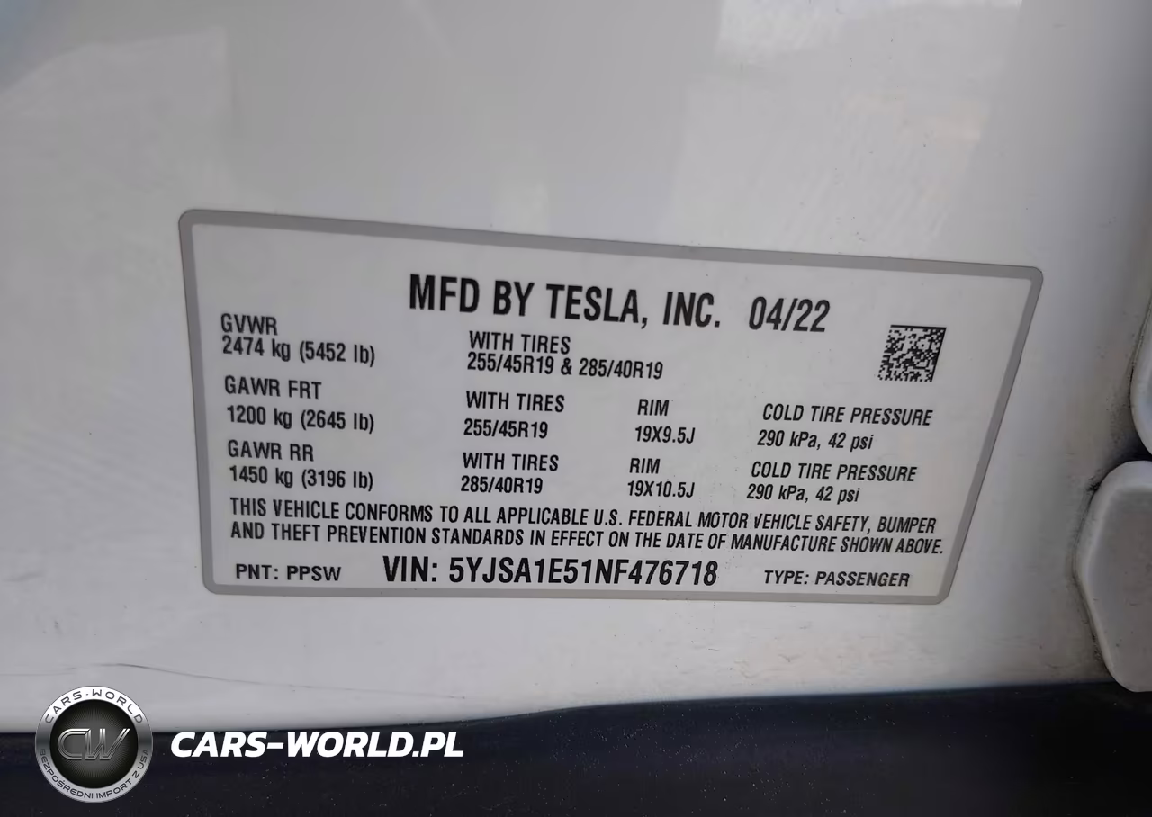 2022 Tesla Model S Dual Motor All-Wheel Drive VIN:5YJSA1E51NF476718 - 9
