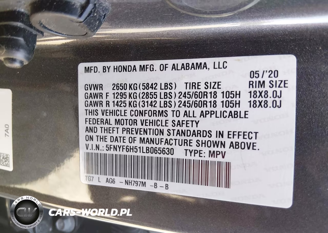 2020 Honda Pilot Awd Ex-L VIN:5FNYF6H51LB065630 - 9