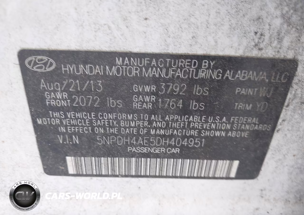 2013 Hyundai Elantra Limited VIN:5NPDH4AE5DH404951 - 9