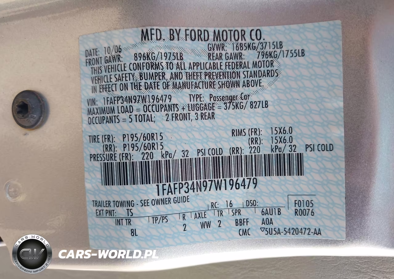 2007 Ford Focus S-Se-Ses VIN:1FAFP34N97W196479 - 9