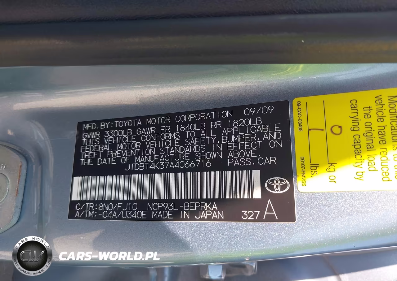 2010 Toyota Yaris VIN:JTDBT4K37A4066716 - 9