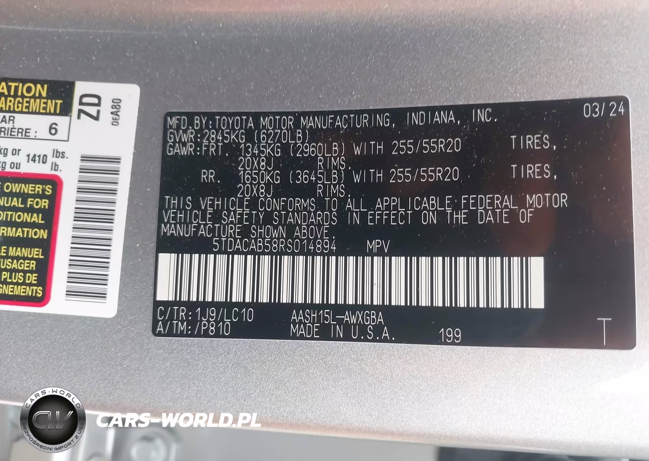 2024 Toyota Grand Highlander Hybrid Limited VIN:5TDACAB58RS014894 - 9