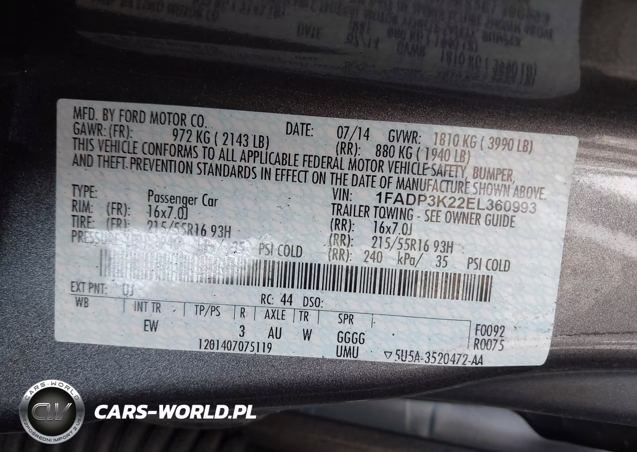 2014 Ford Focus Se VIN:1FADP3K22EL360993 - 9