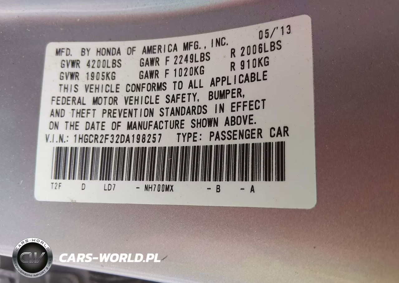 2013 Honda Accord Lx VIN:1HGCR2F32DA198257 - 9
