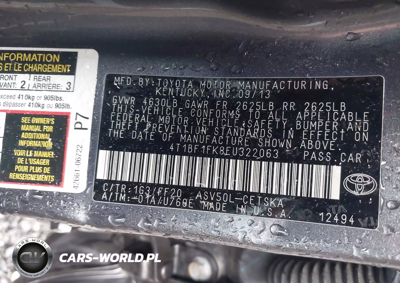 2014 Toyota Camry Se VIN:4T1BF1FK8EU322063 - 9